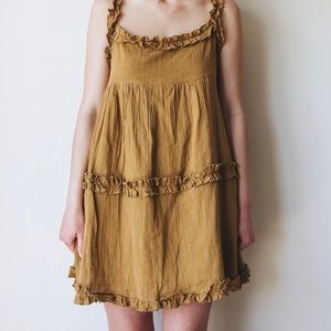 UO Georgia Linen Tie-back Apron Dress
